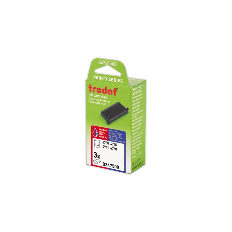 Encriers Trodat 4750 bleu/ rouge  x3 - Fiducial