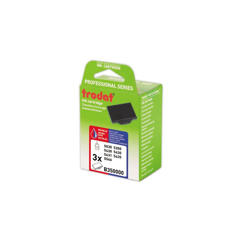 Encriers Trodat 6/50-2 bleu/ rouge  x3 - Fiducial