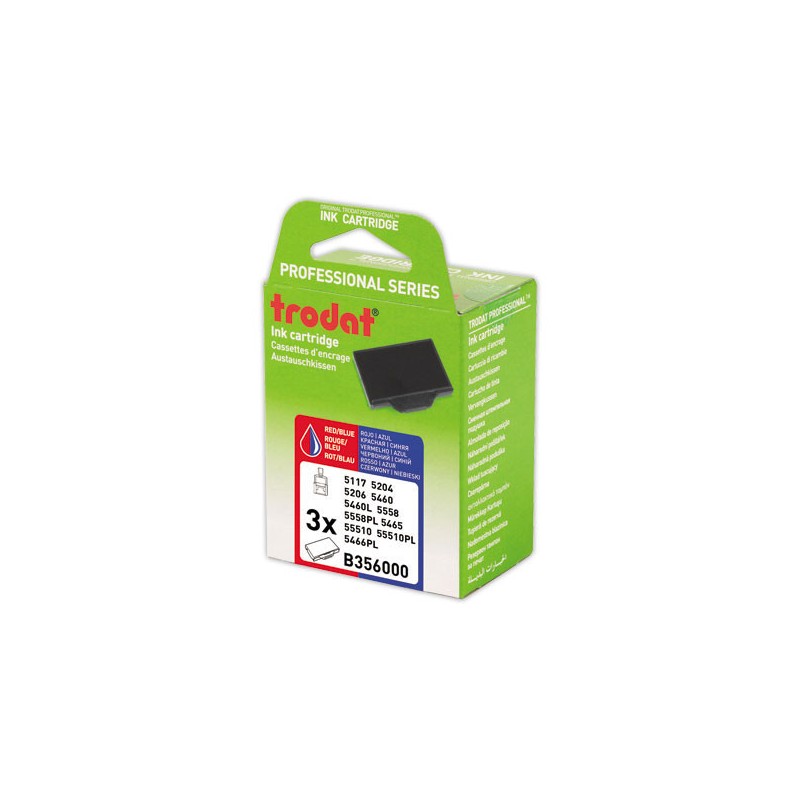 Encriers Trodat 6/56 bleu/ rouge  x3 - Fiducial