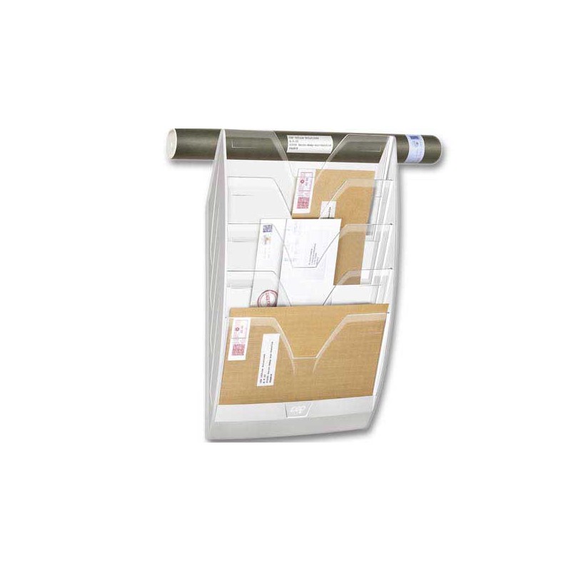 Trieur mural 5 compartiments blanc CEPcases transparentes  - Fiducial