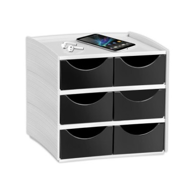 Mini module de rangement 6 tiroirs, noir  - Fiducial