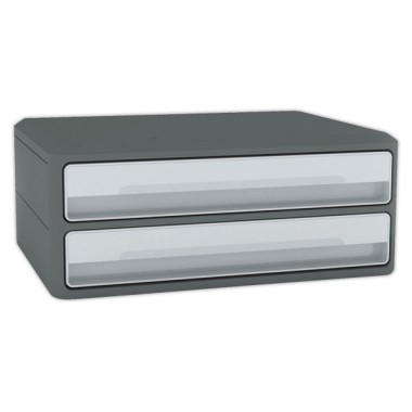 Module 2 tiroirs MOOVUP Secure Agile CEP Dim : 37x27,5 H14,6 cm gris  - Fiducial