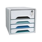 Module de classement 4 tiroirs dont 1 gd avec serrure Smoove Riviera  - Fiducial