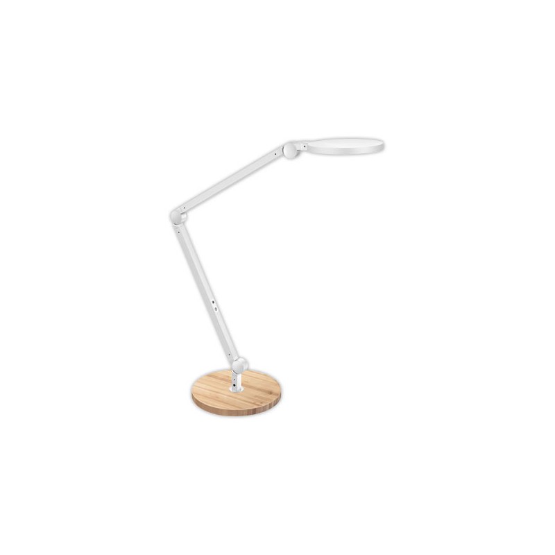 Lampe de bureau LED Giant silva blanc avec socle bois  - Fiducial