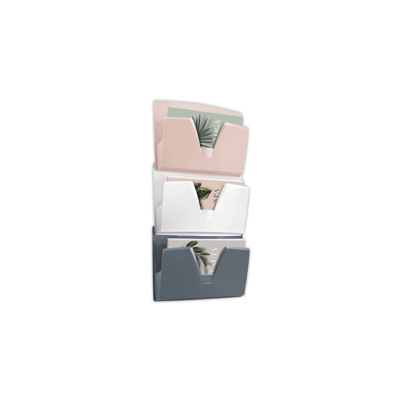 Corbeilles murales CEP 170 - Rose, blanc et gris  x3 - Fiducial