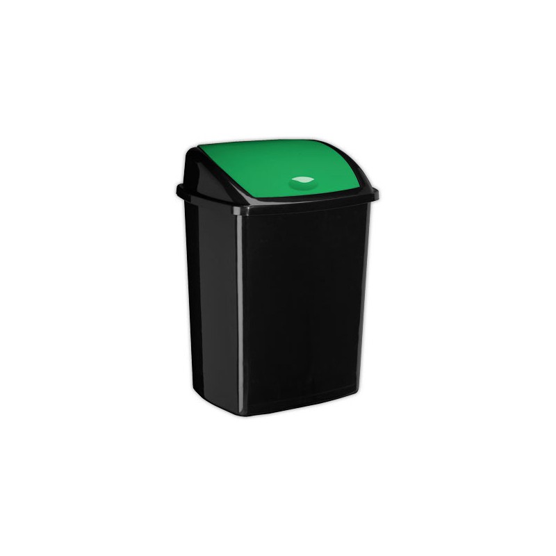 Poubelle à couvercle basculant plastique 50L vert  - Fiducial