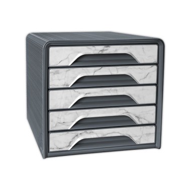Module de classement 5 tiroirs SMOOVE - Marbre gris  - Fiducial