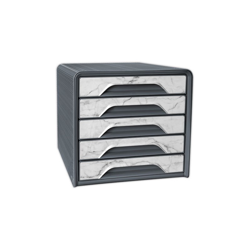 Module de classement 5 tiroirs SMOOVE - Marbre gris  - Fiducial