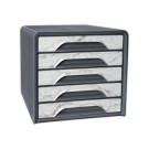 Module de classement 5 tiroirs SMOOVE - Marbre gris  - Fiducial