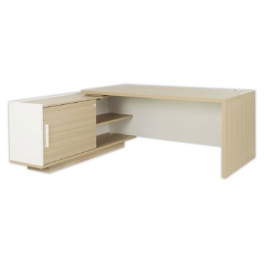 Bureau BARI Retour gauche 180 cm chênestructuré / blanc monté  - Fiducial