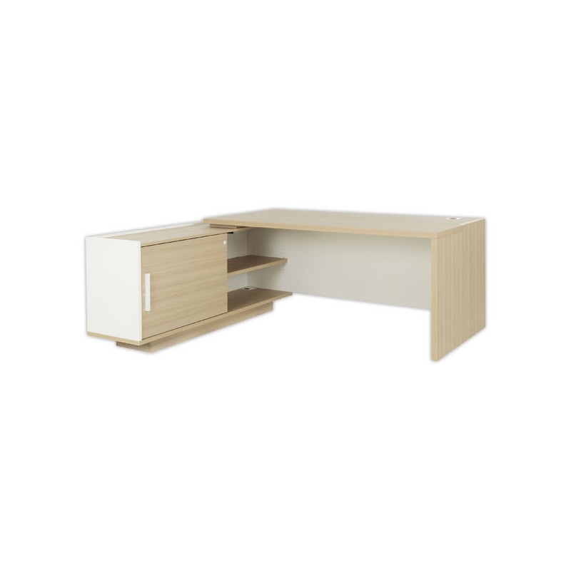 Bureau BARI Retour gauche 180 cm chênestructuré / blanc monté  - Fiducial