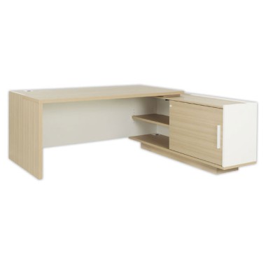 Bureau BARI Retour droit 180 cm chêne structuré / blanc monté  - Fiducial