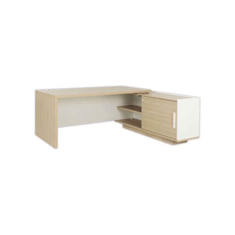 Bureau BARI Retour droit 180 cm chêne structuré / blanc monté  - Fiducial