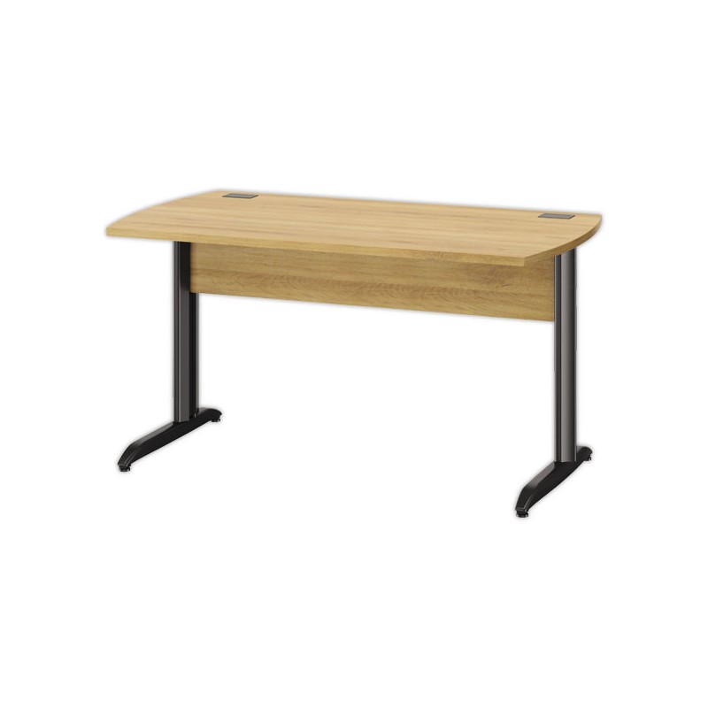 Bureau BREST 140 cm chêne du bocage anthracite pieds en métal monté  - Fiducial