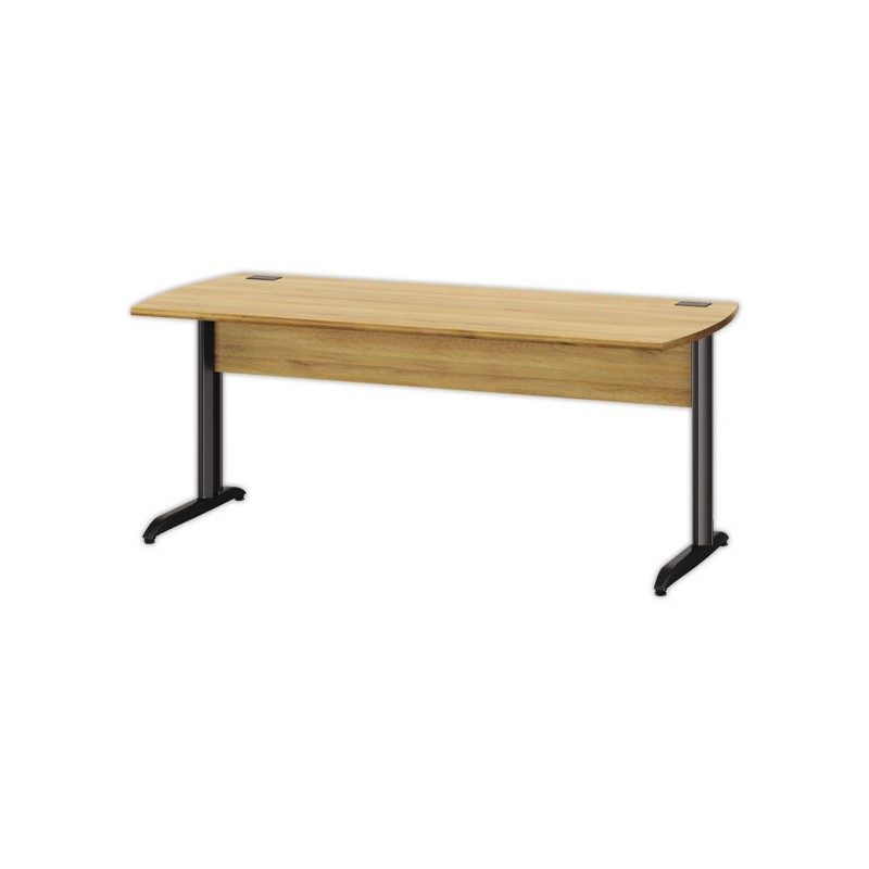 Bureau BREST 160 cm chêne du bocage anthracite pieds en métal monté  - Fiducial