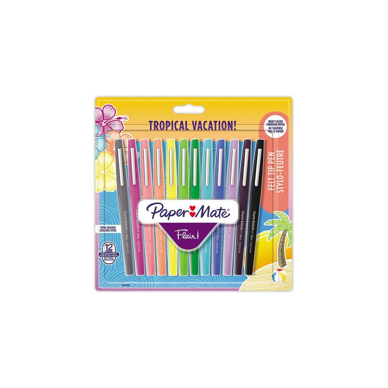 feutres Paper Mate Flair Tropical - Ecriture moyenne  x12 - Fiducial