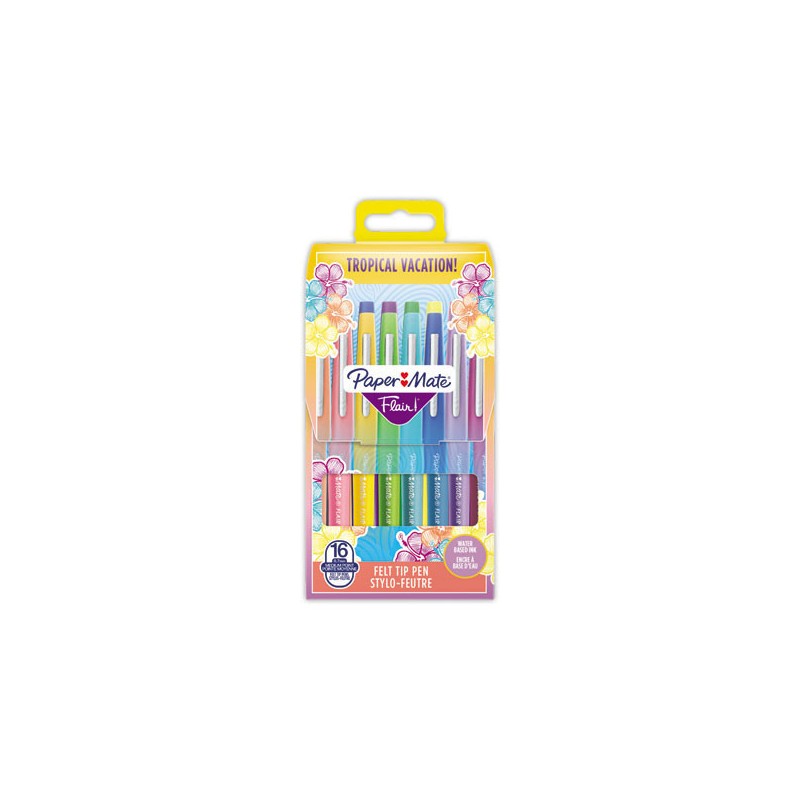 Feutres PAPER MATE Flair Tropical - Ecriture moyenne  x16 - Fiducial