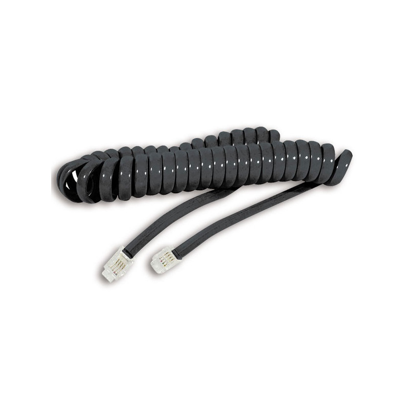 Câble RJ9 4/4 noir 2 m. en spirale  - Fiducial