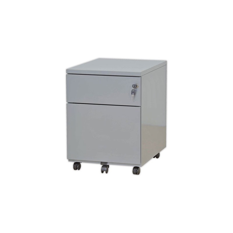 Caisson mobile en métal 2 tiroirs aluminium monté  - Fiducial
