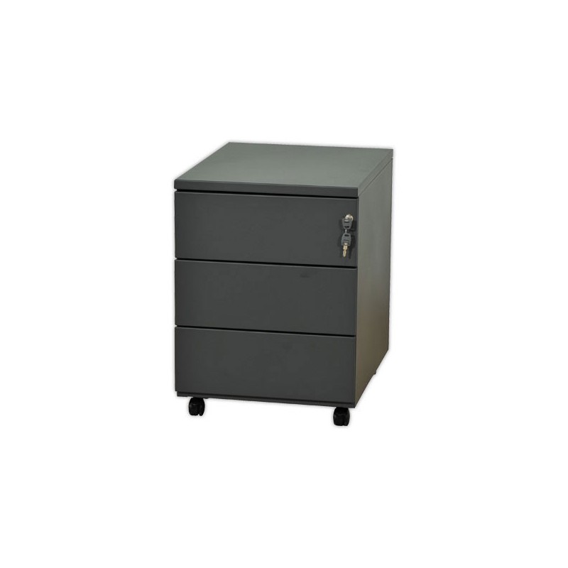 Caisson mobile métallique 3 tiroirs anthracite monté  - Fiducial