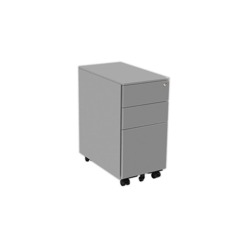 Caisson mobile métallique SLIM L30 cm 2+1 tiroirs alu  - Fiducial