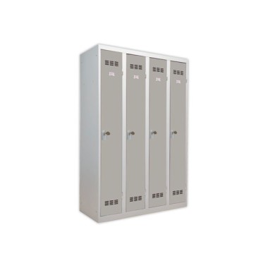 Vestiaire d'atelier 4 colonnes, H 180 xL 120 X P 50 cm gris/gris  - Fiducial