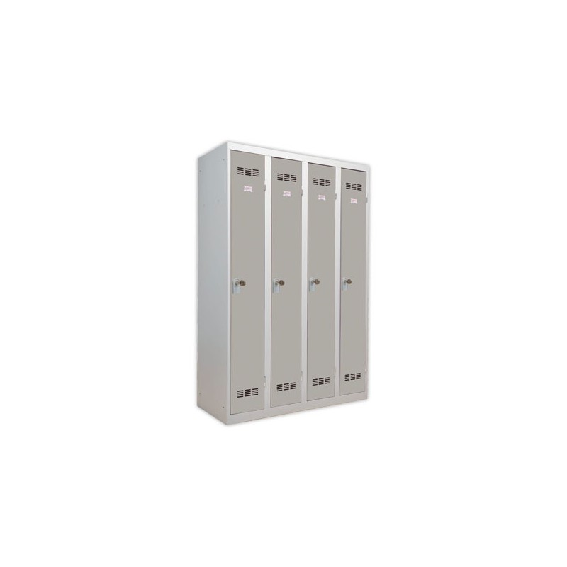 Vestiaire d'atelier 4 colonnes, H 180 xL 120 X P 50 cm gris/gris  - Fiducial
