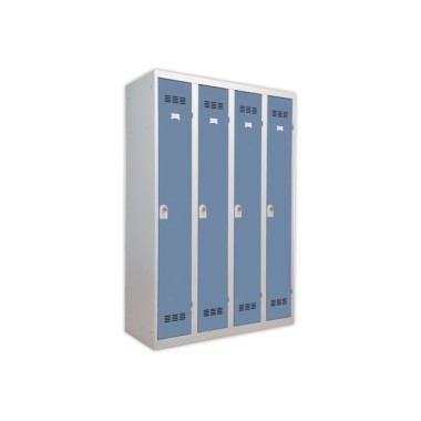 Vestiaire d'atelier 4 colonnes, H 180 xL 120 X P 50 cm gris/bleu  - Fiducial