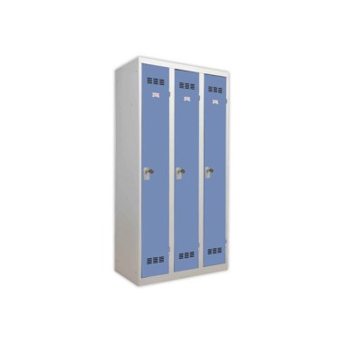 Vestiaire industrie propre 3 colonnes H.180 x L.90 cm Gris Bleu  - Fiducial