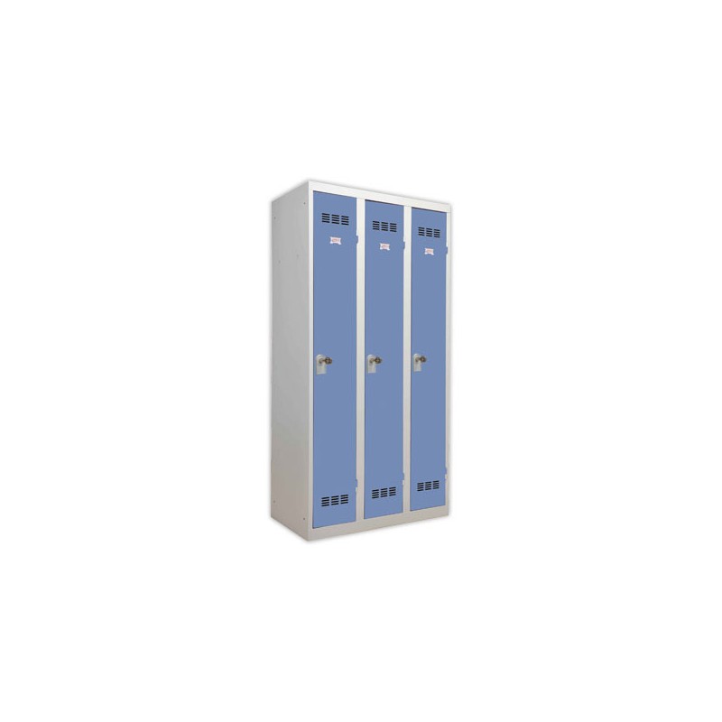 Vestiaire industrie propre 3 colonnes H.180 x L.90 cm Gris Bleu  - Fiducial