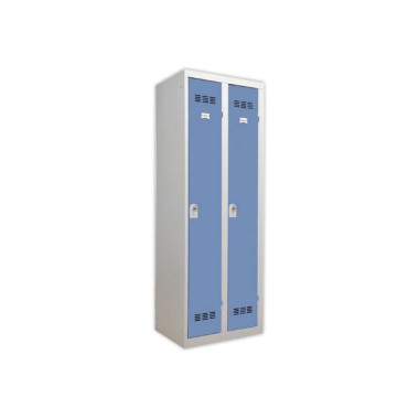 Vestiaire industrie propre 2 colonnes H.180 x L.60 cm Gris / bleu  - Fiducial
