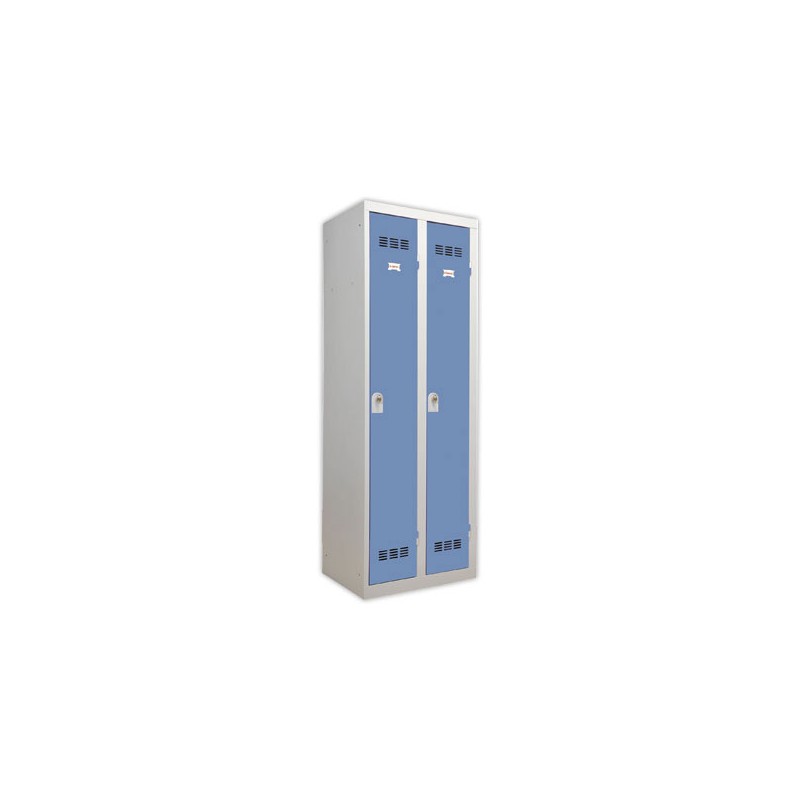 Vestiaire industrie propre 2 colonnes H.180 x L.60 cm Gris / bleu  - Fiducial