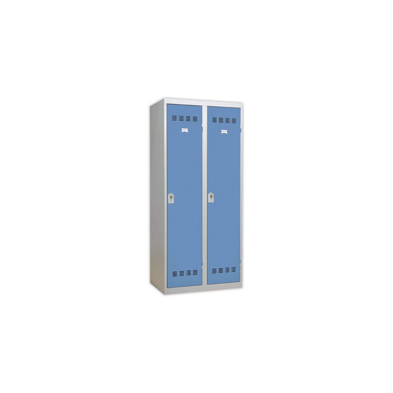 Vestiaire d'atelier ind. salissante 2 col, H180xL80xP50 cm gr/bleu  - Fiducial