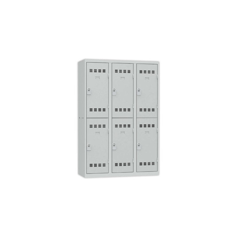 Vestiaire multicases 3 col. de 2 casesH.180 x L.120cm gris/gris  - Fiducial