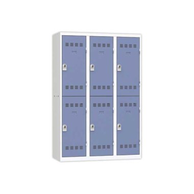 Vestiaire multicases 3 col. de 2 casesH.180 x L.120cm gris/bleu  - Fiducial