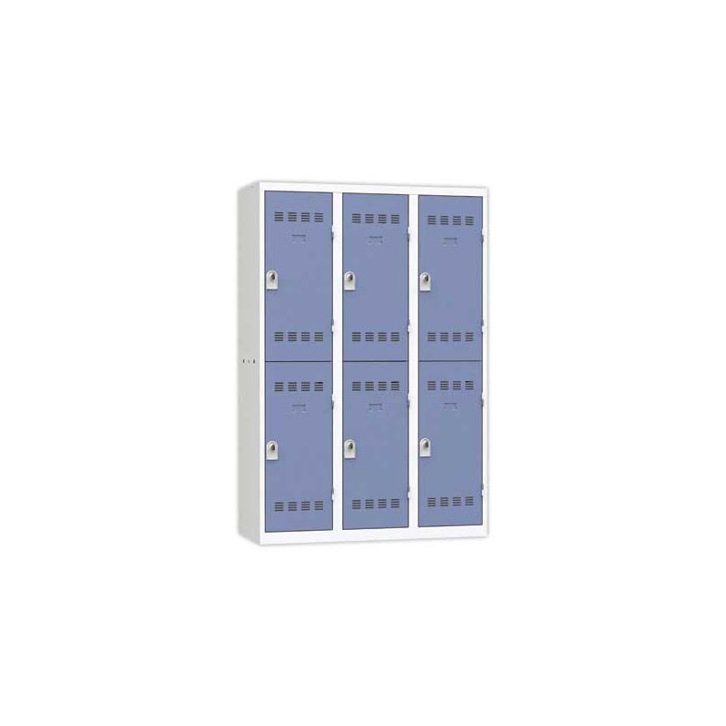 Vestiaire multicases 3 col. de 2 casesH.180 x L.120cm gris/bleu  - Fiducial