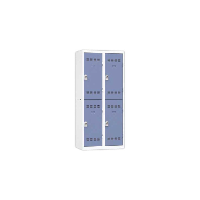 Vestiaire multicases 2 colonne de 2 cases H.180 x L.80cm gris/bleu  - Fiducial