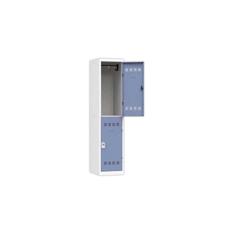 Vestiaire multicases 1 colonne de 2 cases H.180 x L.40cm gris/bleu  - Fiducial