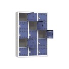 Vestiaire multicases 3 col. de 5 casesH.180 x L.120cm gris/bleu  - Fiducial