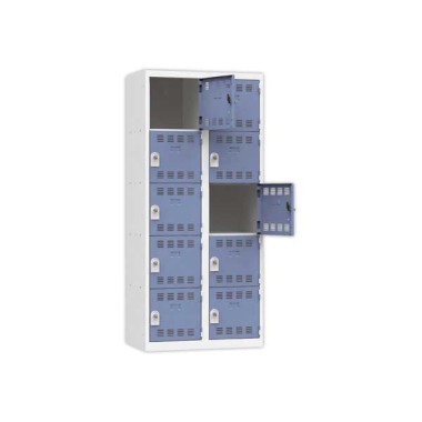 Vestiaire multicases 2 colonne de 5 cases H.180 x L.80cm gris/bleu  - Fiducial