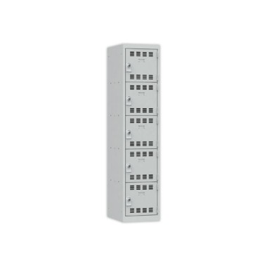 Vestiaire multicases 1 colonne de 5 cases H.180 x L.40cm gris/gris  - Fiducial