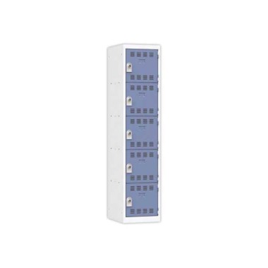 Vestiaire multicases 1 colonne de 5 cases H.180 x L.40cm gris/bleu  - Fiducial