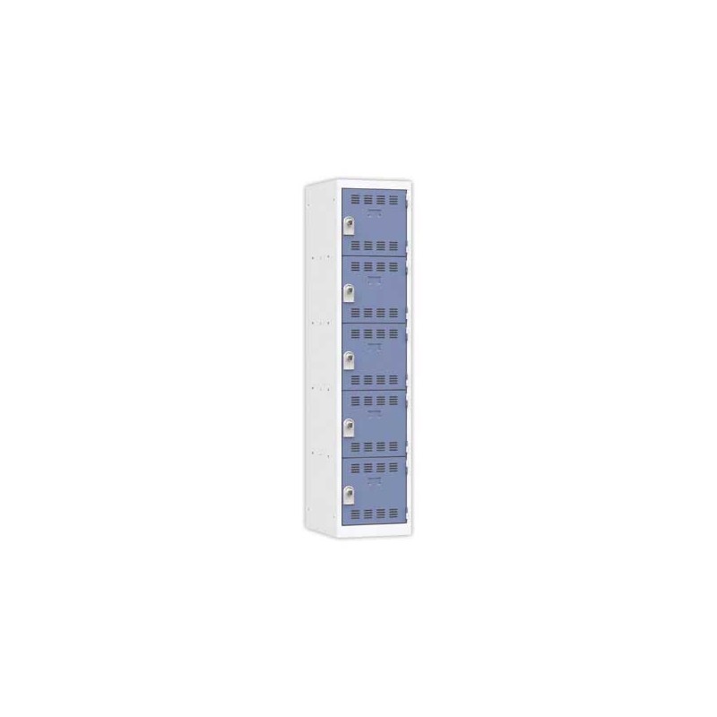 Vestiaire multicases 1 colonne de 5 cases H.180 x L.40cm gris/bleu  - Fiducial