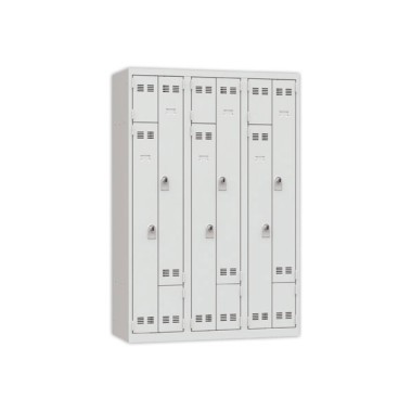 Vestiaire gain de place porte en L 3 colonnes - 6 utilisateurs - Gris  - Fiducial