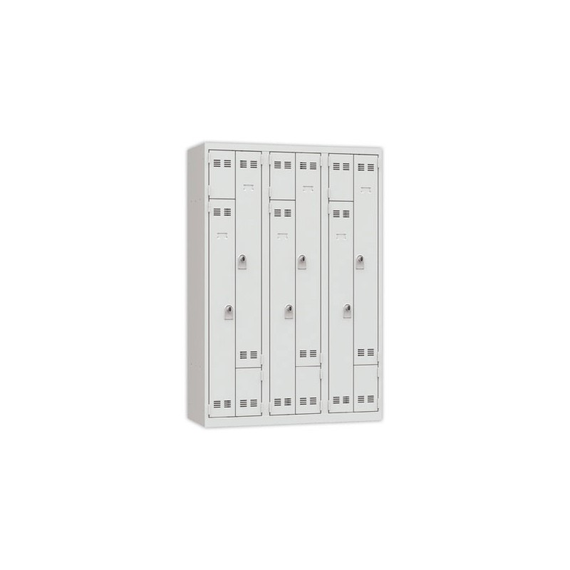 Vestiaire gain de place porte en L 3 colonnes - 6 utilisateurs - Gris  - Fiducial