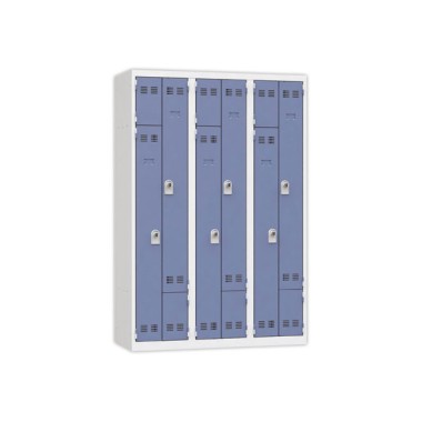 Vestiaire gain de place porte en L 3 colonnes - 6 utilisateurs - Bleu  - Fiducial