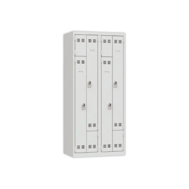 Vestiaire gain de place porte en L 2 colonnes - 4 utilisateurs - Gris  - Fiducial