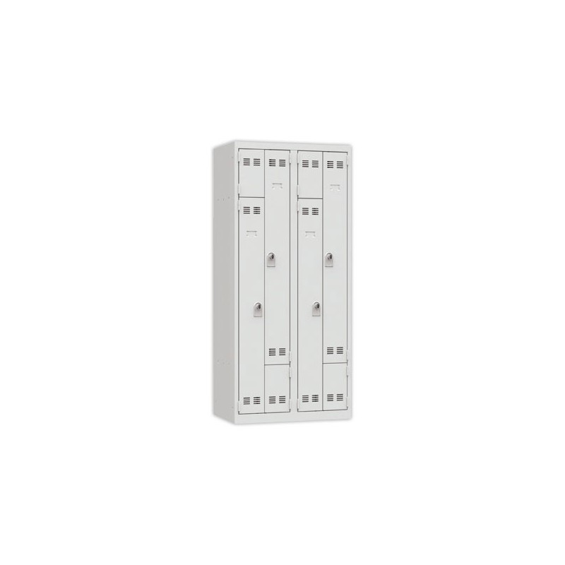 Vestiaire gain de place porte en L 2 colonnes - 4 utilisateurs - Gris  - Fiducial