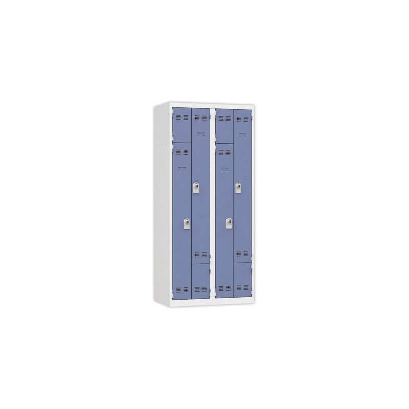 Vestiaire gain de place porte en L 2 colonnes - 4 utilisateurs - Bleu  - Fiducial