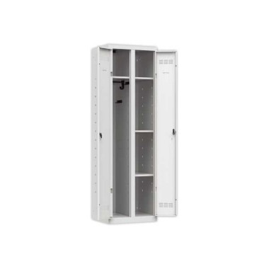 Vestiaire multiservices H.198 x L.60cm, penderie et rangement gris  - Fiducial